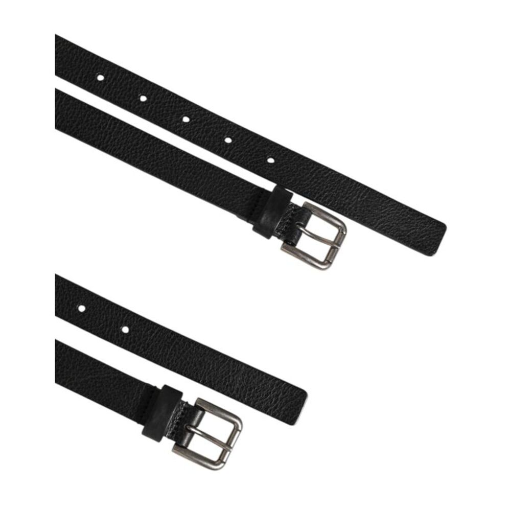 Dolce & Gabbana Black Double Strap Leather Gold Buckle Men's Belt - Picture 2 of 3